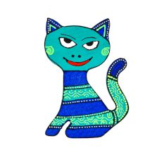 Handcrafted Folk Cat Wooden Fridge Magnet Kitchen Decor
